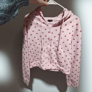 Pink Heart Women's Zip-Up Hoodie